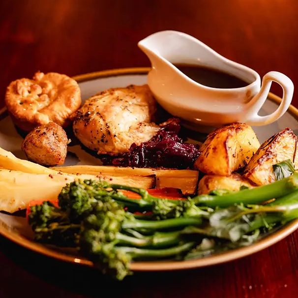 Great Chicken Sunday Roast at Pub in Cardiff