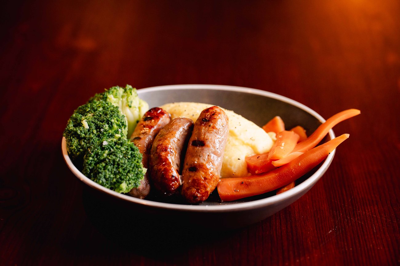 Pub Classics Sausage and Mash in Bonnie Rogues Swansea